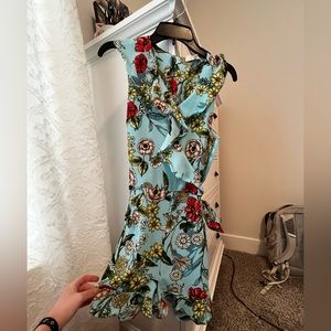 Blue Romper with Flowers